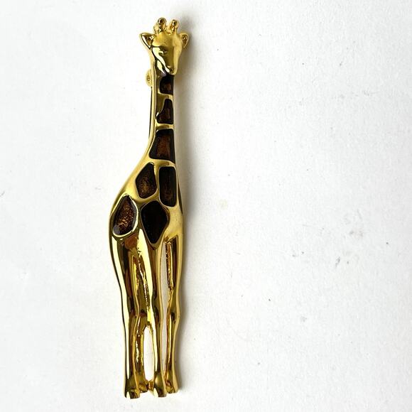 Giraffe Brooch Lot 3 Pins Silver Tone Figural Wood Gold Tone Inset Resin Spots - Picture 3 of 6